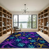 Whimsical Octopus Starfish Seaweed Navy Rug