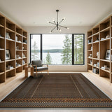 Heritage Tribal Geometric Area Rug in Brown Tan