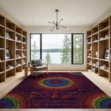 Rainbow Music Notes Geometric Area Rug
