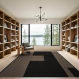 Bold Black Block Geometric Tan Area Rug