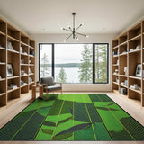 Vibrant Green Palm Leaf Geometric Area Rug