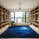 Starry Night Full Moon Blue Area Rug
