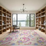 Whimsical Unicorn Seahorse Cartoon Area Rug