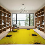 Yellow Smiling Sunflower Yellow Area Rug
