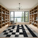 Black and White Checkered Distressed Black White Checkered Area Rug