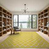 Vibrant Yellow Lattice Geometric Area Rug