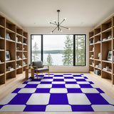 Blue White Geometric Lattice Area Rug