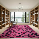 Pink Hot Pink Leopard Print Tufted Area Rug