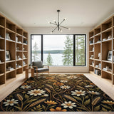Vintage Daisy Wheat Vine Floral Rug
