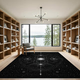 Celestial Geometric Black White Area Rug