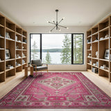 Southwestern Pink Vibrant Pink Southwestern Geometric Area Rug