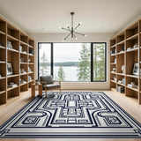 Intricate Geometric Architectural Line Art Rug