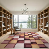 Modern Geometric Cube Rug in Pink Orange