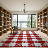 Red Classic Red White Gingham Checkered Area Rug