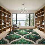 Ornate Emerald Paisley Area Rug