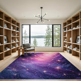 Starry Purple Nebula Cosmos Area Rug