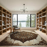 Brown and Tan Ornate Mandala Persian Area Rug
