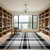 Geometric Modern Bold Black White Plaid Area Rug