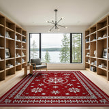 Red Traditional Persian Red Snowflake Persian Area Rug