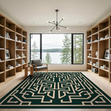 Emerald Maze Labyrinth Area Rug