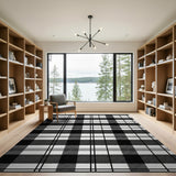 Geometric Modern Black White Buffalo Plaid Area Rug