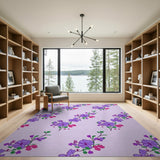 Purple Purple Hibiscus Floral Area Rug