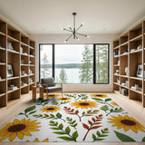 Vibrant Yellow Sunflower Floral Floral Vintage Area Rug