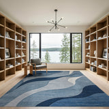 Blue and Teal Abstract Area Abstract Blue Wave Area Rug