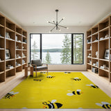 Playful Yellow Bumblebee Kids Area Rug