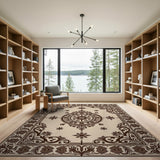 Beige and Neutral Traditional Persian Ornate Beige Persian Medallion Area Rug