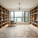 Elegant Floral Swirl Beige Area Rug