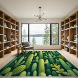 Lush Green Cactus Forest Area Rug