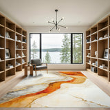 Orange Gold Abstract Area Rug