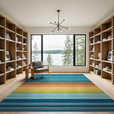 Geometric Modern Vibrant Rainbow Striped Area Rug