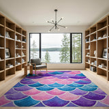 Mermaid Scales Area Rug in Pink Purple Blue