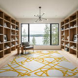 Bold Orange Geometric Line Area Rug
