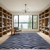 Black and White Geometric Modern Wavy Black White Geometric Area Rug