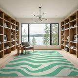 Mint Green Wavy Coastal Area Rug