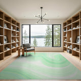 Mint Green Fluid Wave Abstract Area Rug