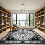 Cosmic Spider Web Black White Area Rug