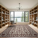 Ornate Traditional Persian Floral Rug in Maroon on Beige