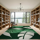 Coastal Beach Lush Green Monstera Leaf Area Rug
