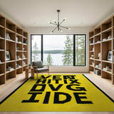 Yellow 'Vent Hit DVG IDE' Bold Block Letter Area Rug