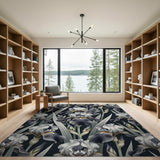 Iris Noir Floral Area Rug