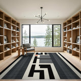 Bold Geometric Black White Striped Area Rug
