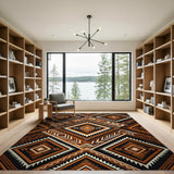 Southwestern Bold Orange Black Geometric Southwestern Rug