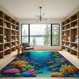 Vibrant Coral Reef Fish Ocean Area Rug