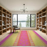 Vibrant Pink Yellow Geometric Lattice Area Rug