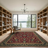 Elegant Red Persian Area Rug with Gold Floral Motifs