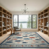 Coastal Fish Area Rug in Navy Blue Coral